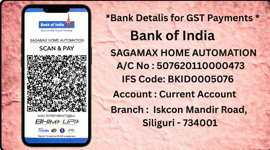 Sagamax Home Automation Bank of India UPI QR Code